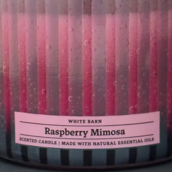 BBW Raspberry Mimosa White Barn Bath & Body Works 3 Wick Candle - Picture 3 of 10